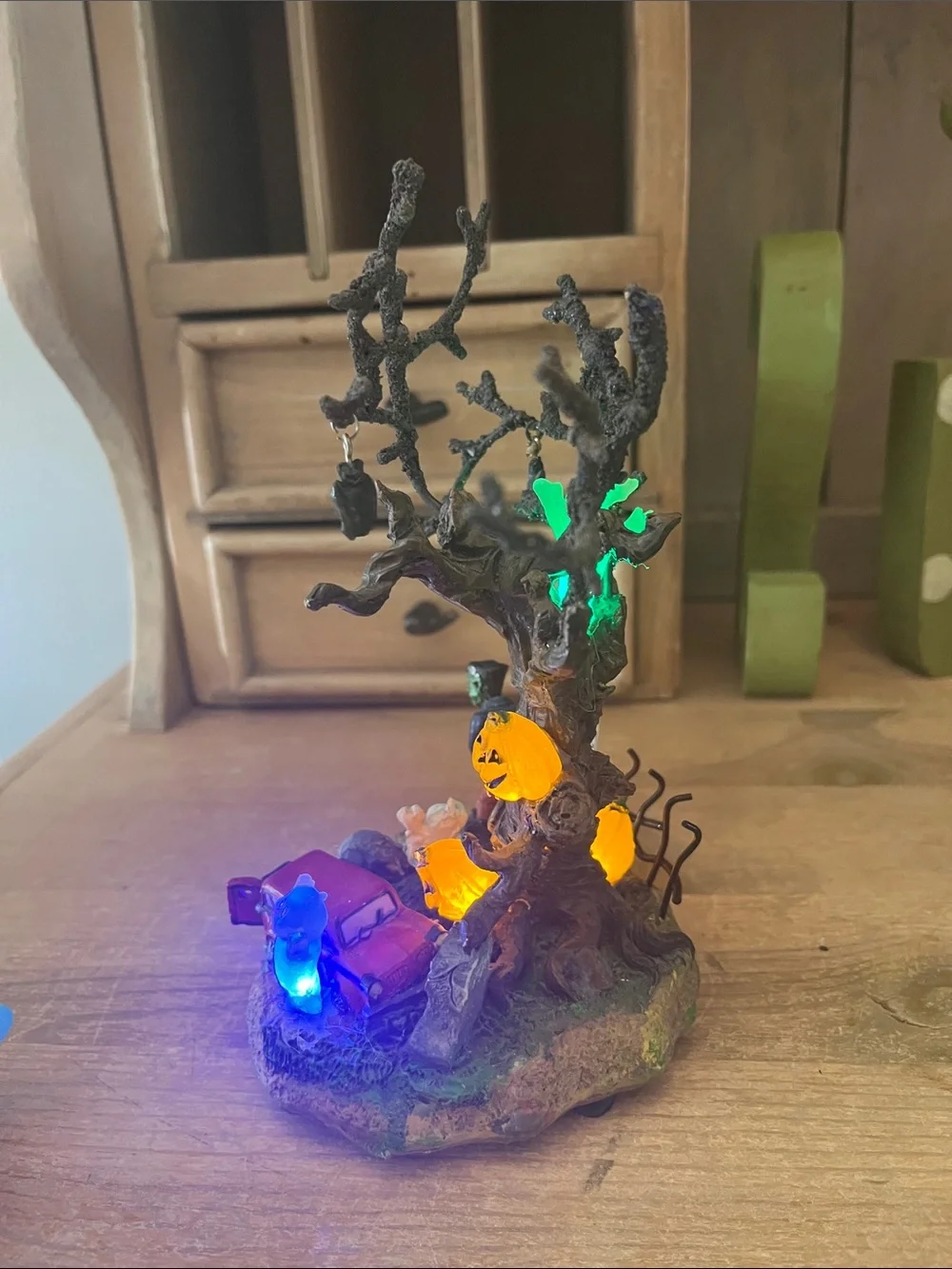 Vintage Target Tabletop Halloween Village Lighted Tree Graveyard Monster Ghost